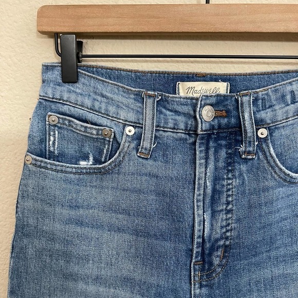 Madewell The Perfect Vintage Distressed Frayed Hem Cropped Jeans Parnell Wash 25 - Picture 7 of 15